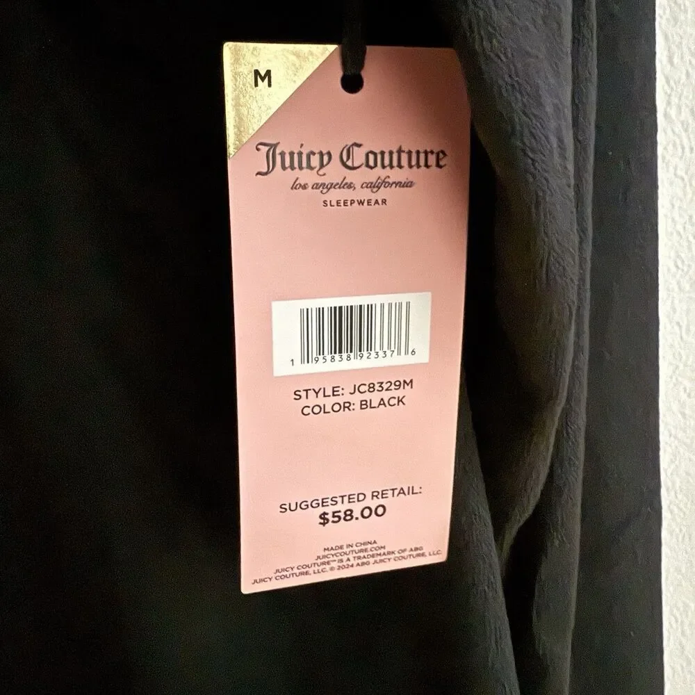 Juicy Couture Black Velvet Lounge Top Juicy Logo Size M One Piece Only NWT